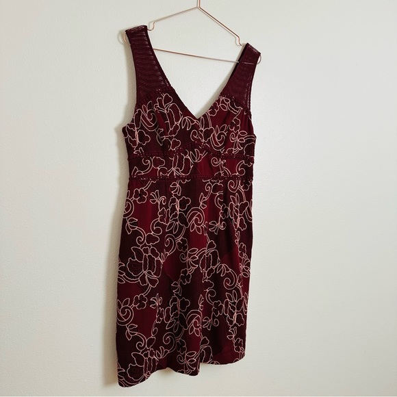 New Moulinette Soeurs Burgundy Floral Mini Dress Sleeveless Embroidered Boho - Picture 8 of 12